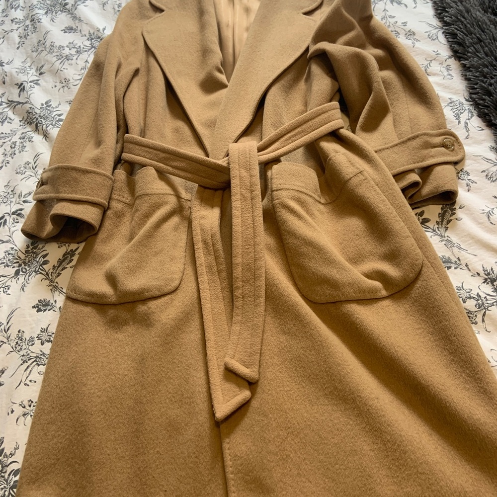 Classic Camel Belted Women's Coat - Camel